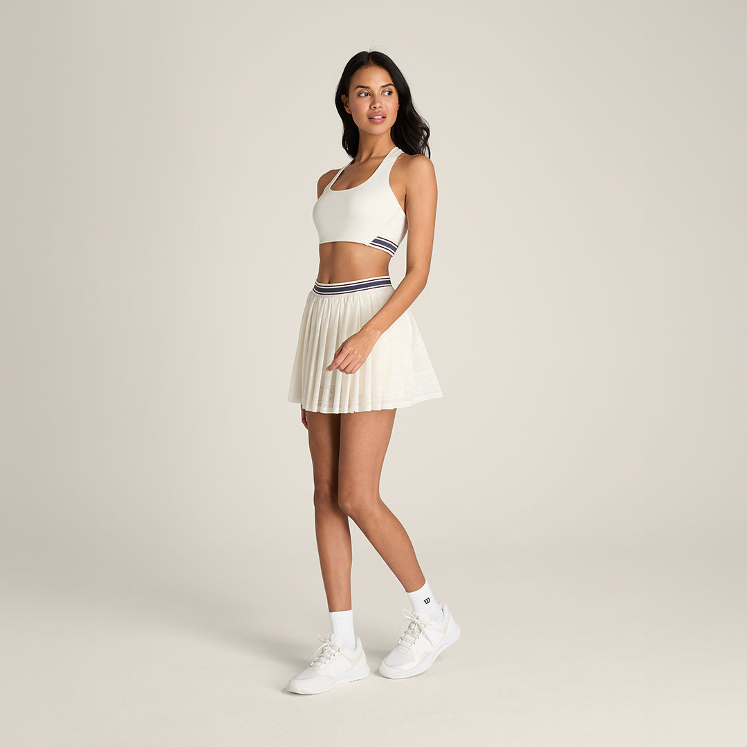 Women Split Pleat Skirt in Sandrift