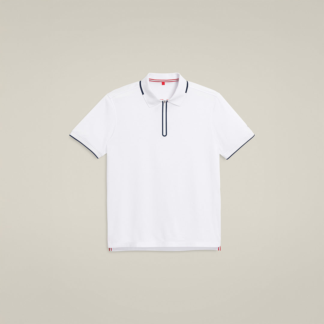 Men Advantage Zip Polo Shirt in White