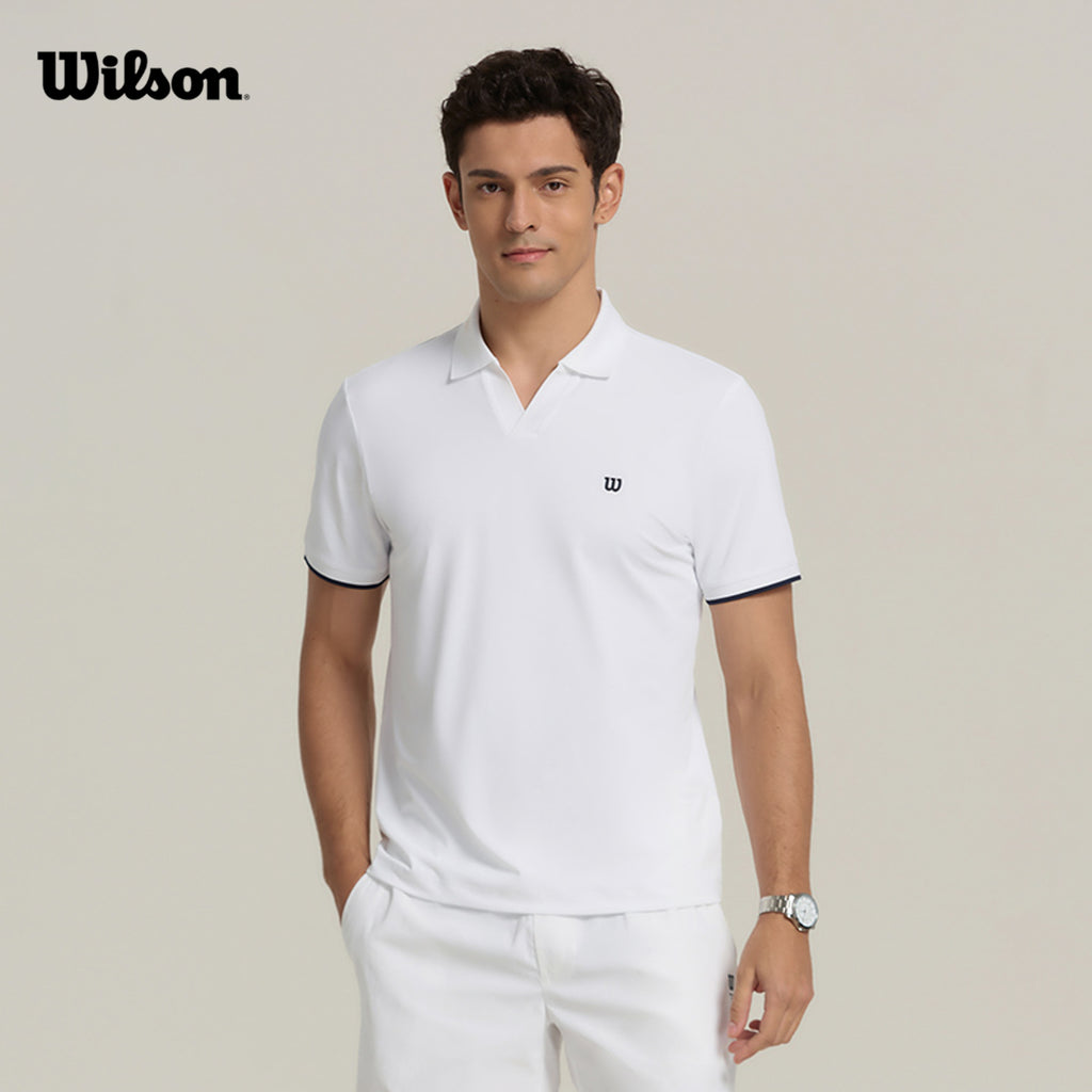 Men Johnny Collar Polo in Bright White