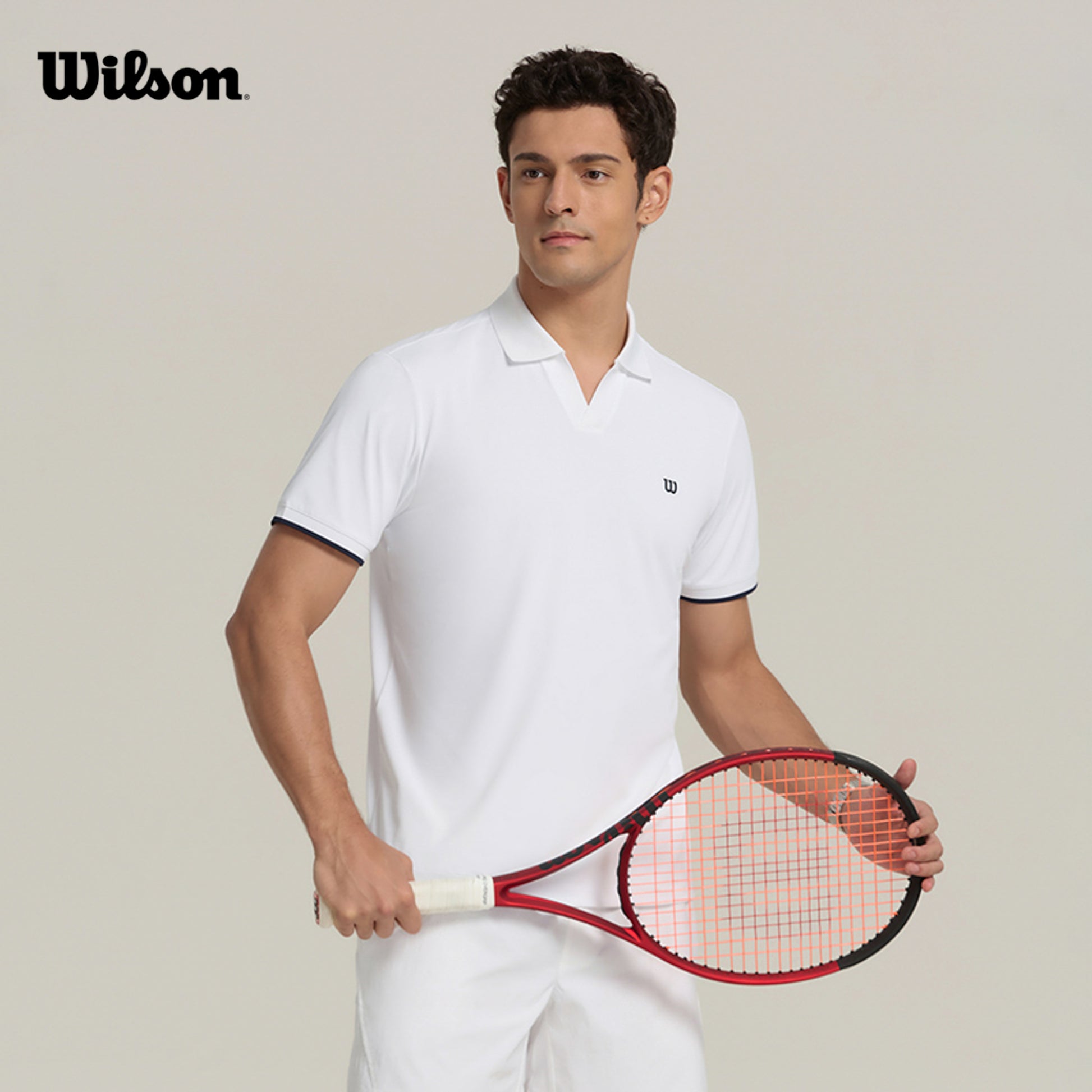 Men Johnny Collar Polo in Bright White
