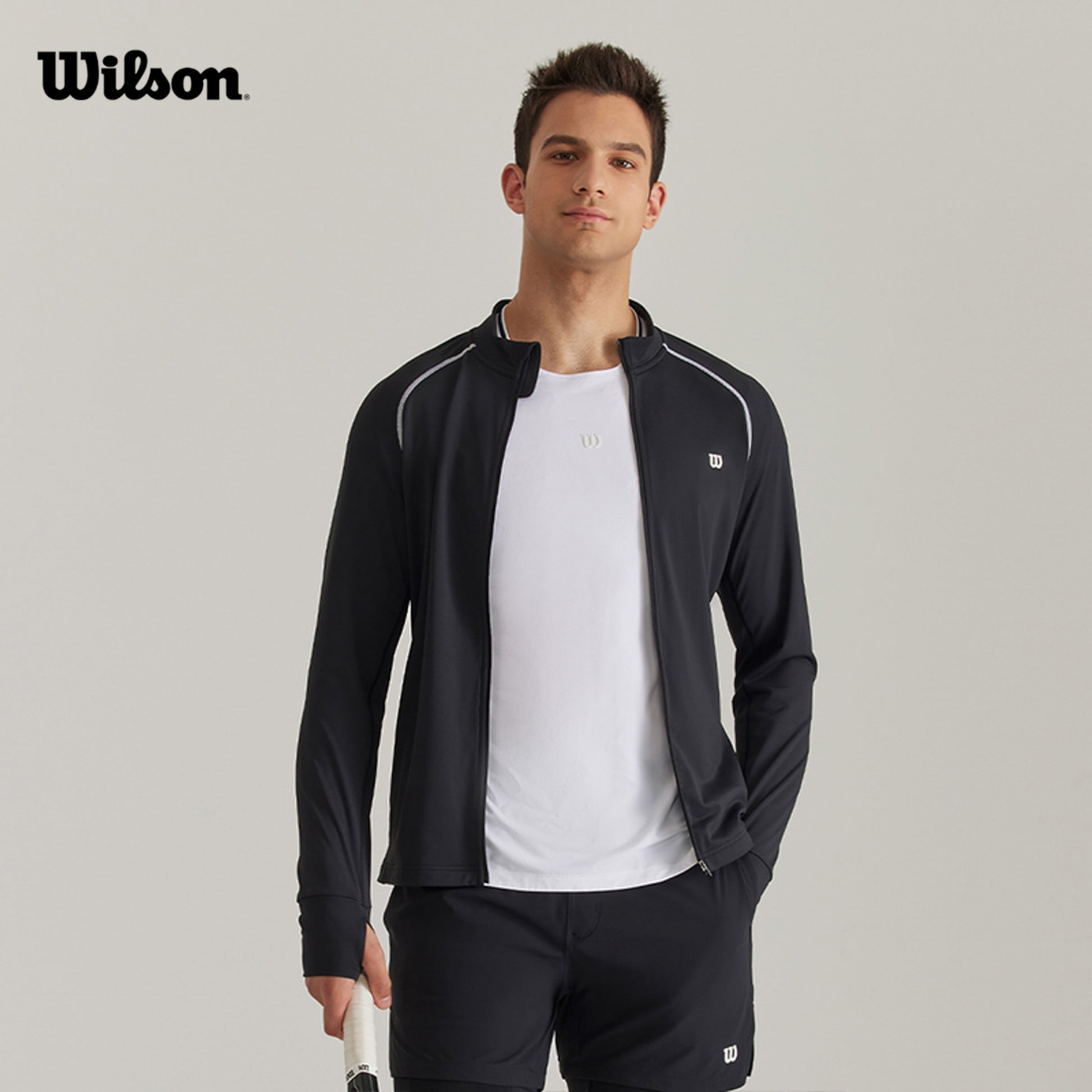 Men Zip Up Knit Jacket in Black