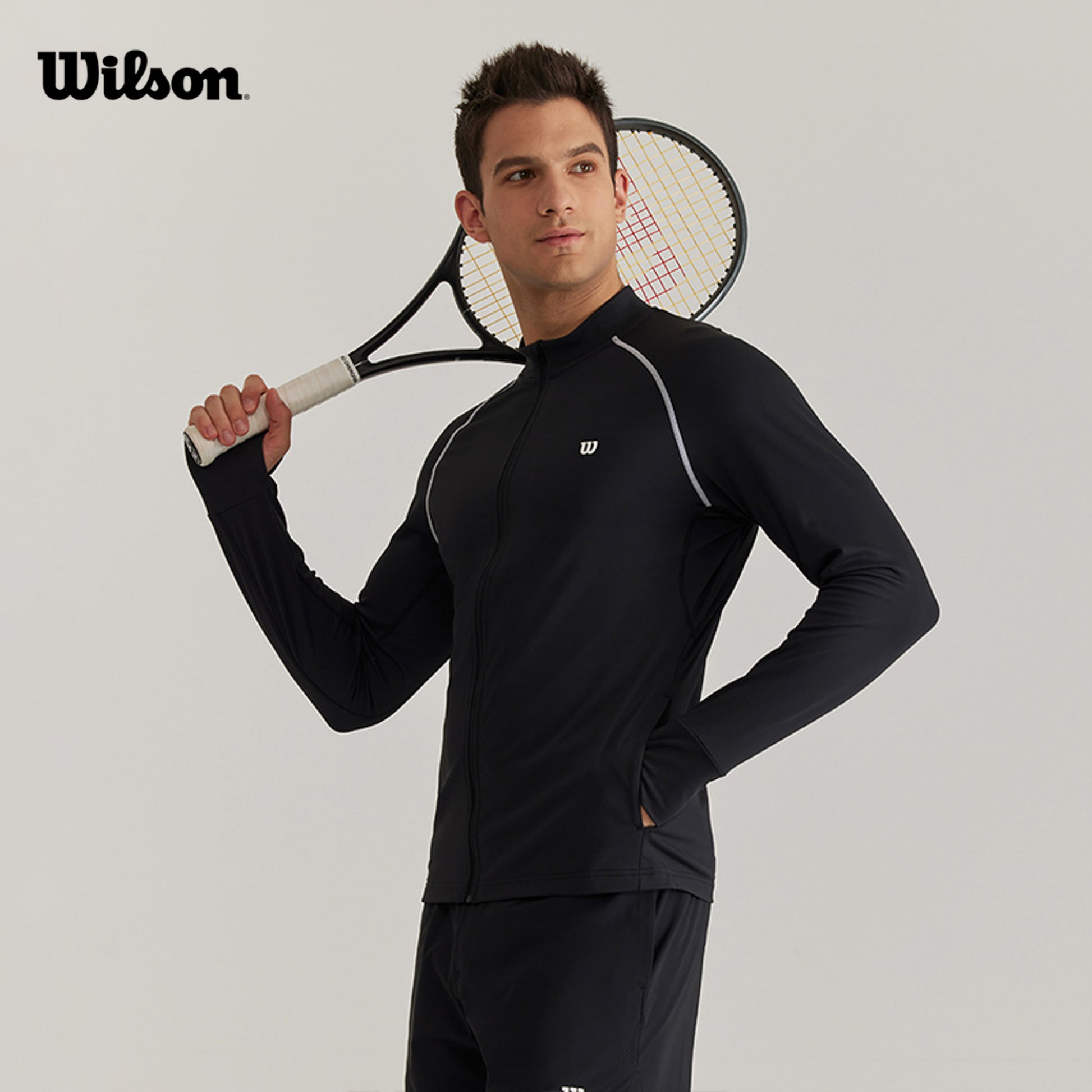 Men Zip Up Knit Jacket in Black