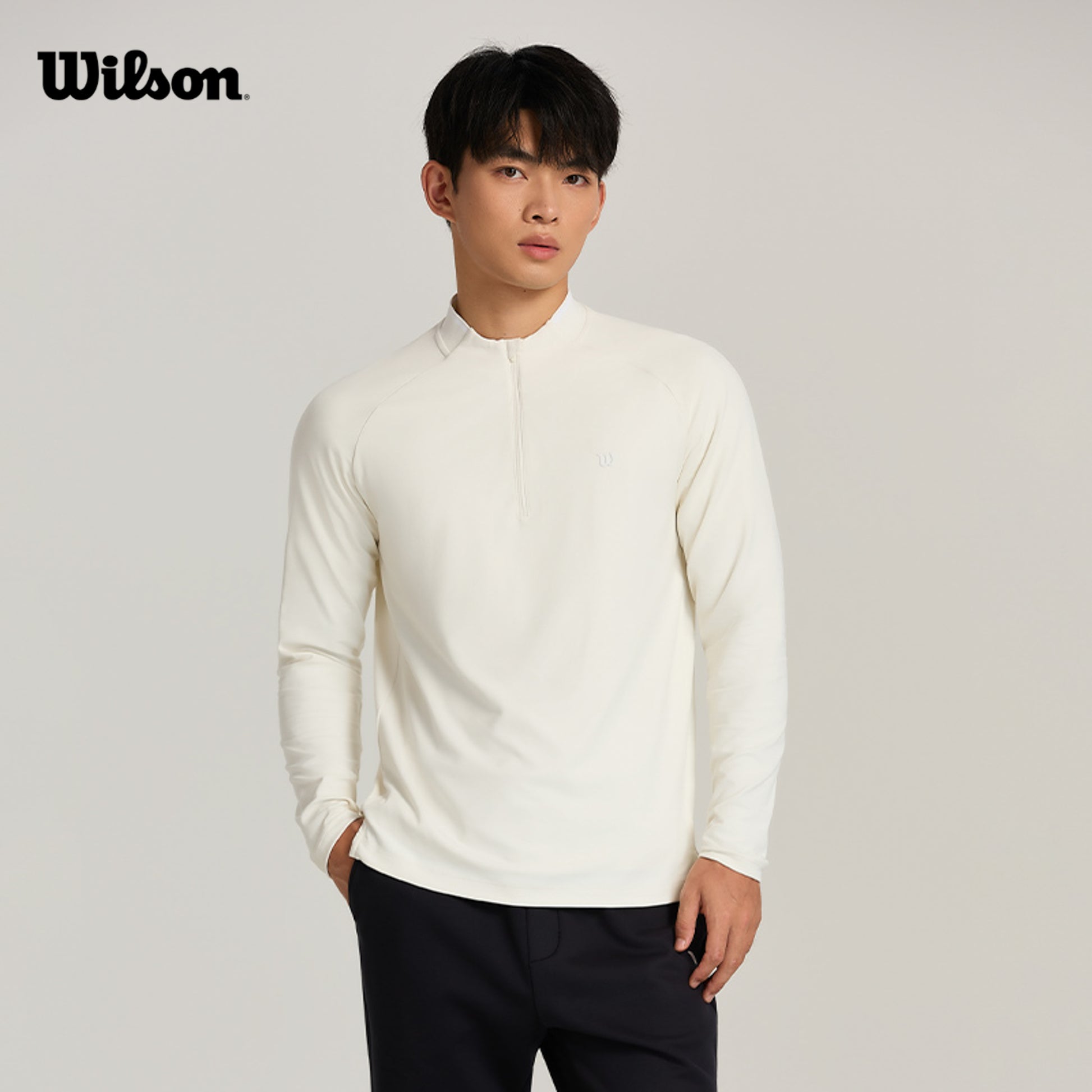 Men Alley Half Zip Tee in Sandrift