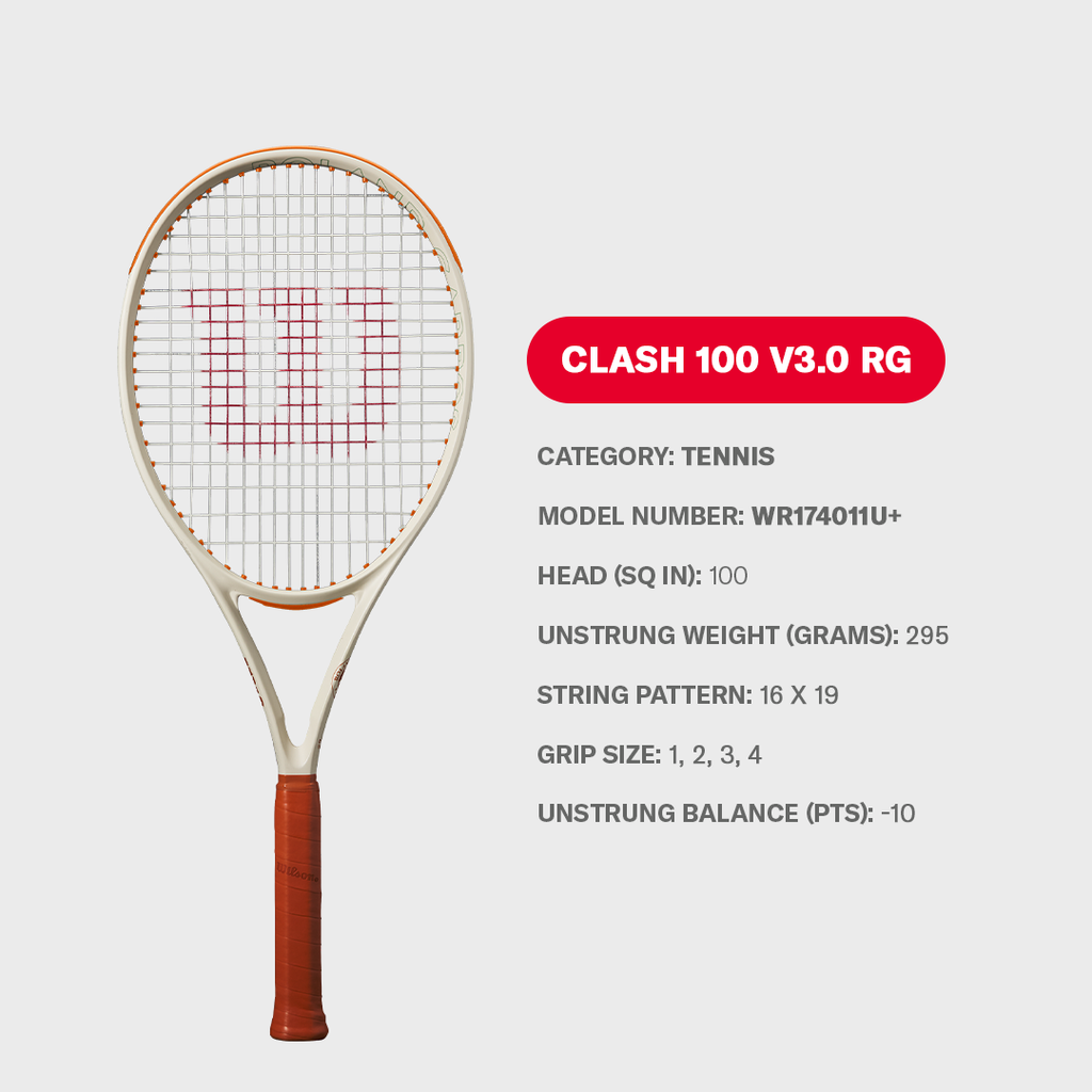 Clash 100 V3.0 Roland Garros 2025 Performance Tennis Racket Unstrung WR174011U
