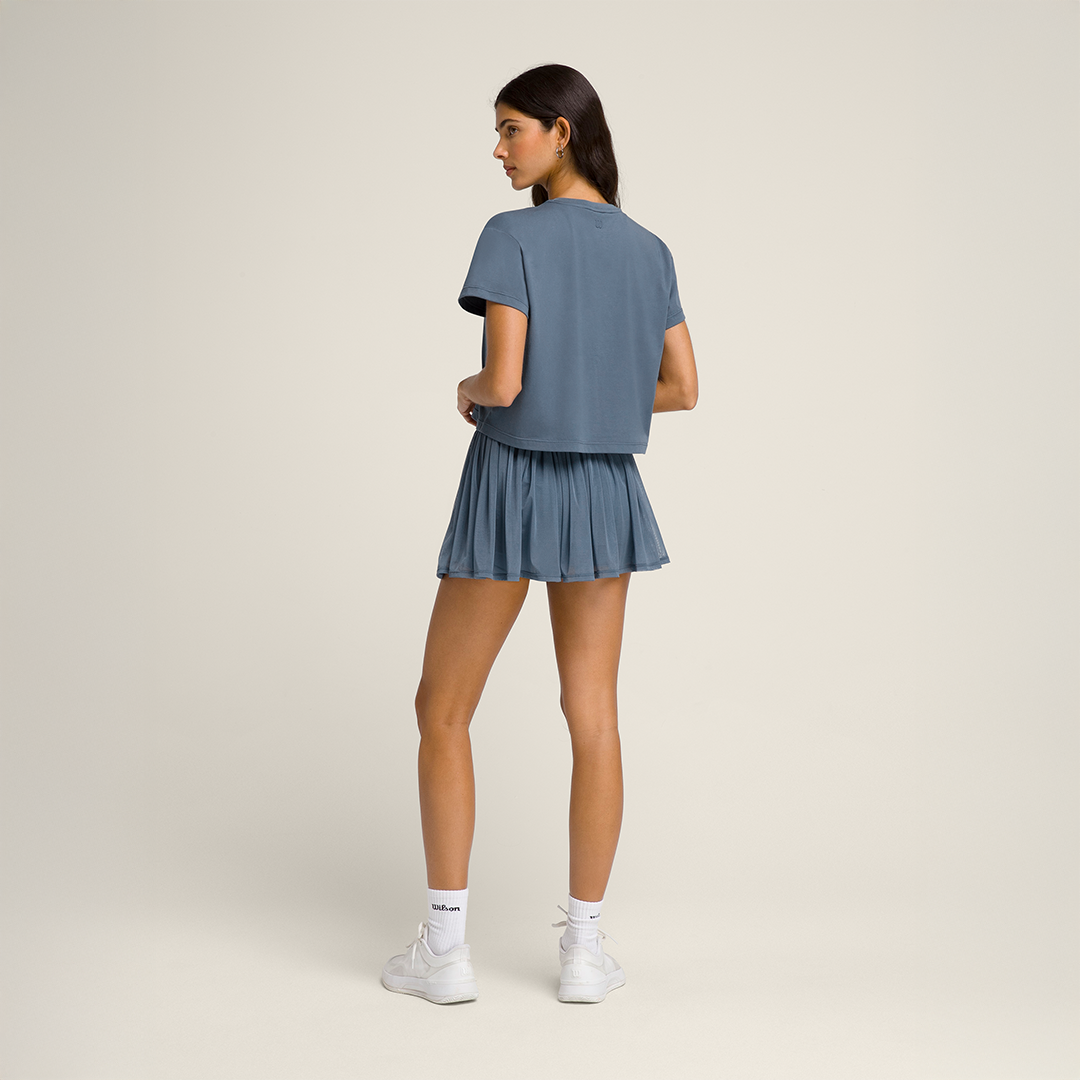 Harper Crop Shirt in Slate Blue