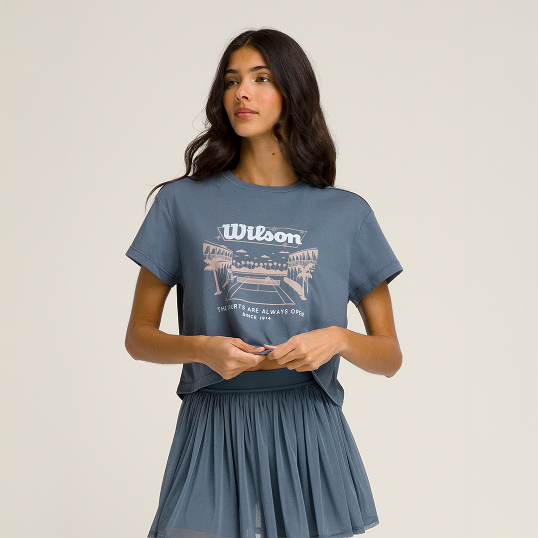 Harper Crop Shirt in Slate Blue