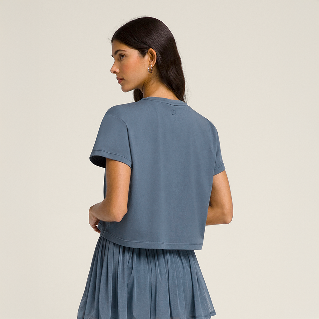 Harper Crop Shirt in Slate Blue