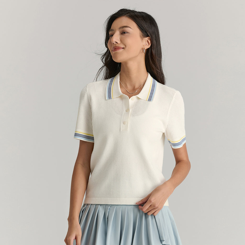 Addison Knit Polo in Sandrift