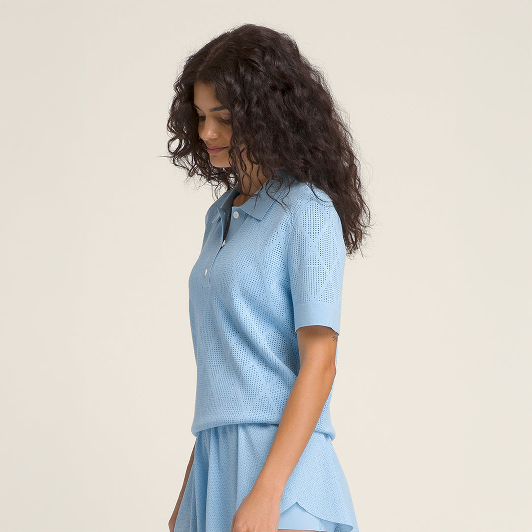 Addison Knit Polo in Airy Blue