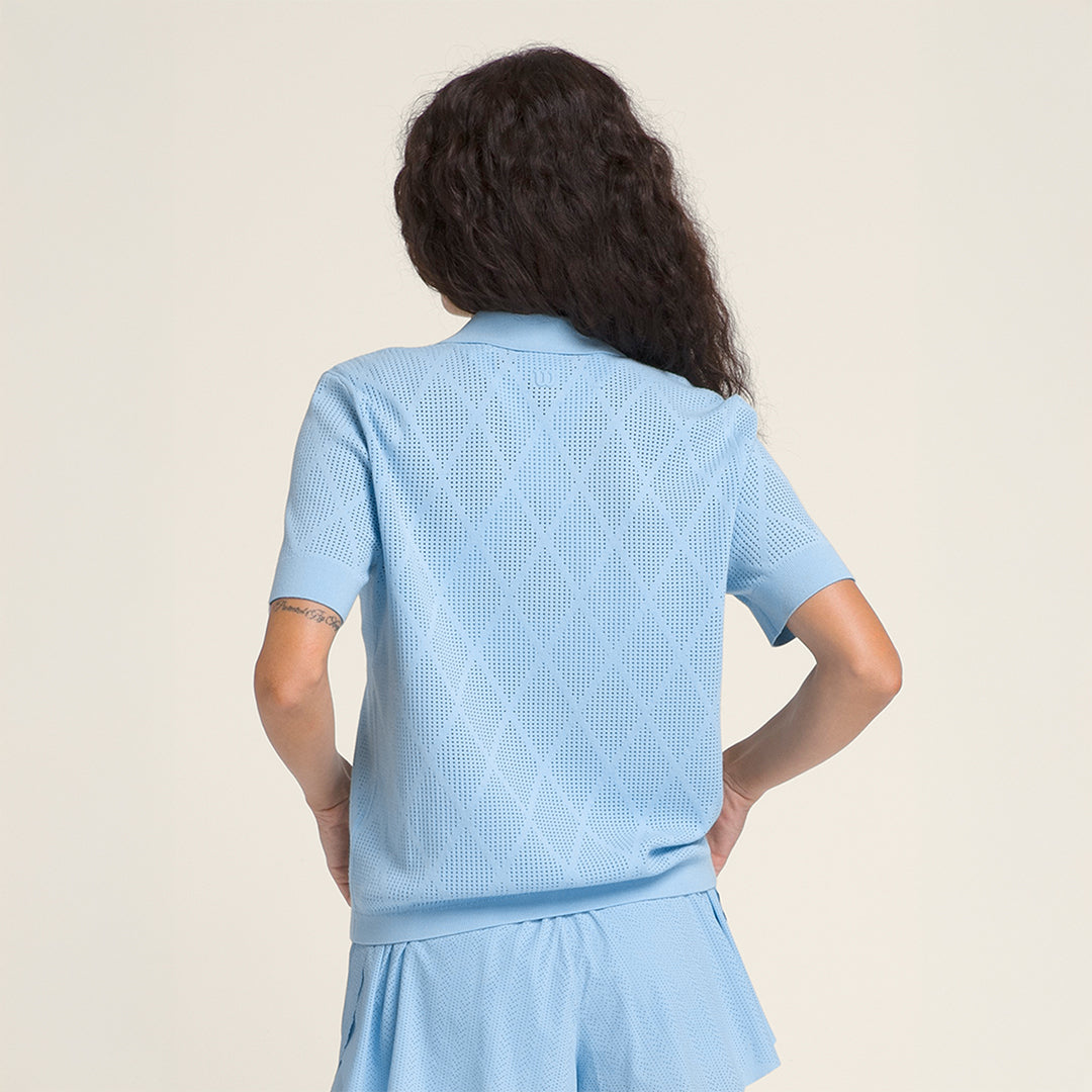 Addison Knit Polo in Airy Blue