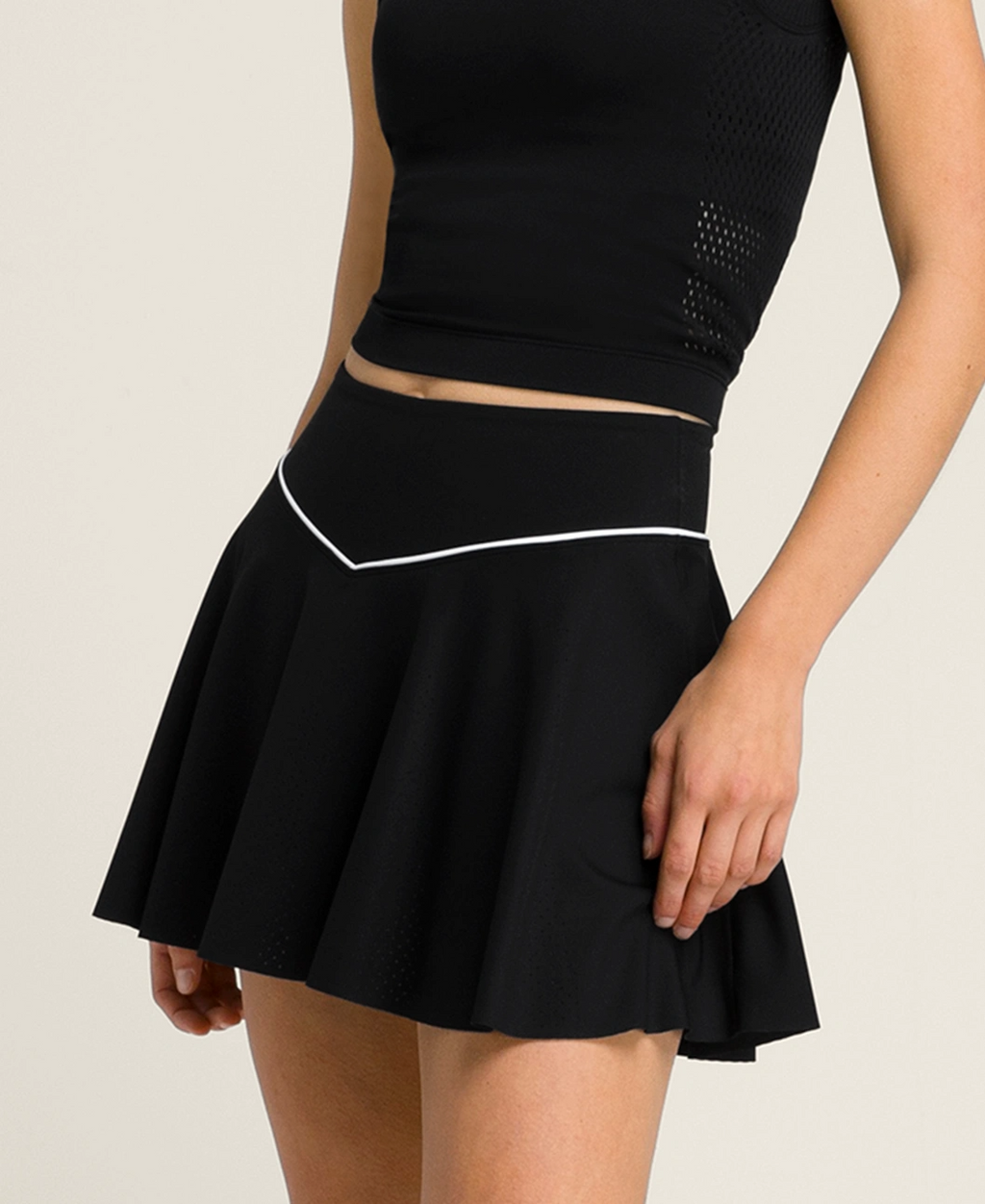 Tour Perforated Skirt in Black