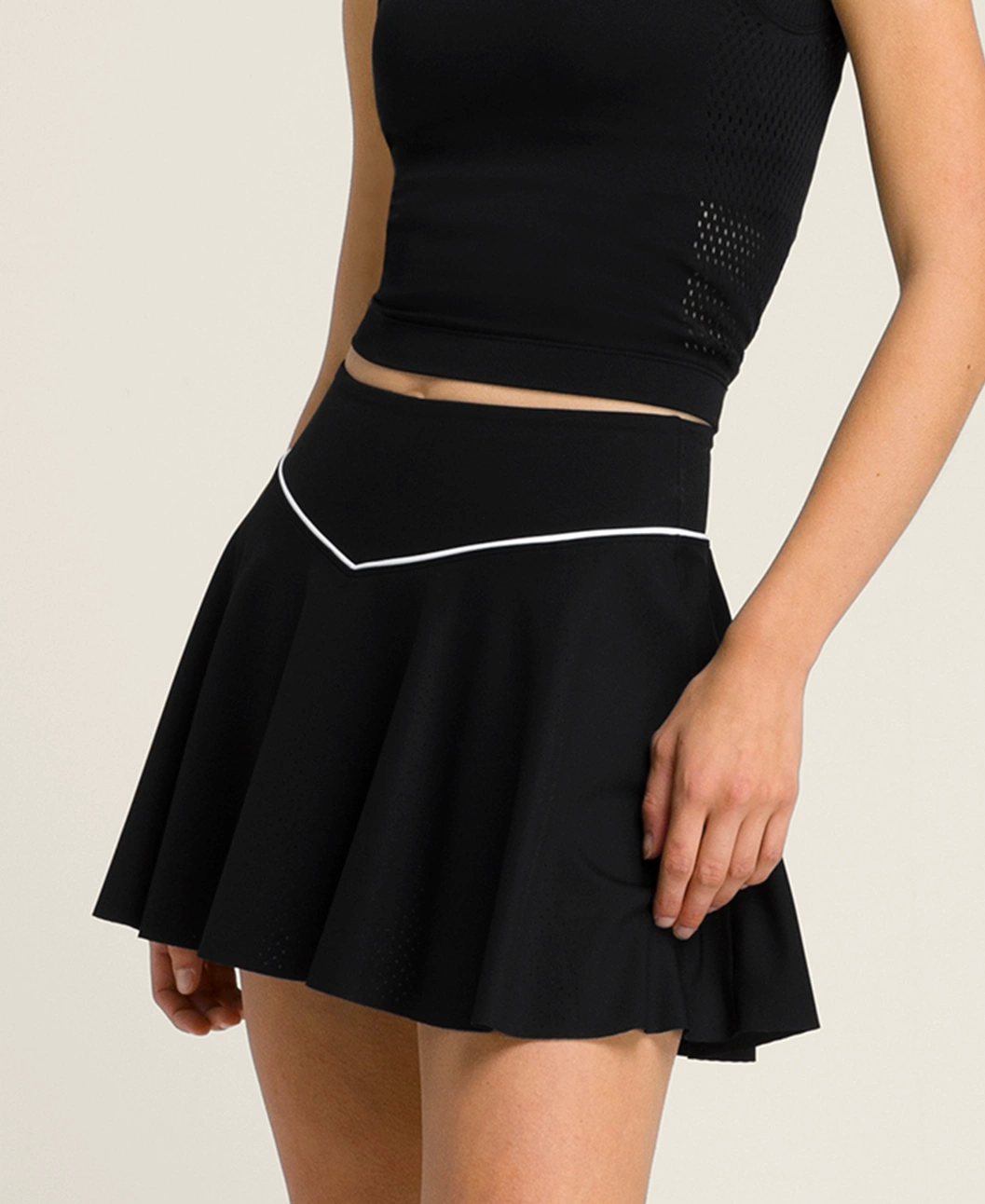 Tour Perforated Skirt in Black