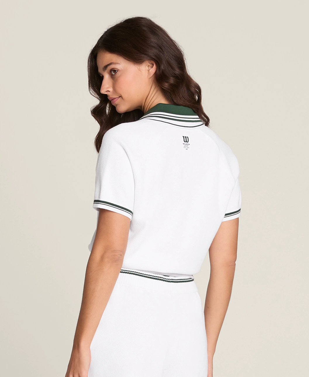 Short-Sleeve Polo Sweater in White