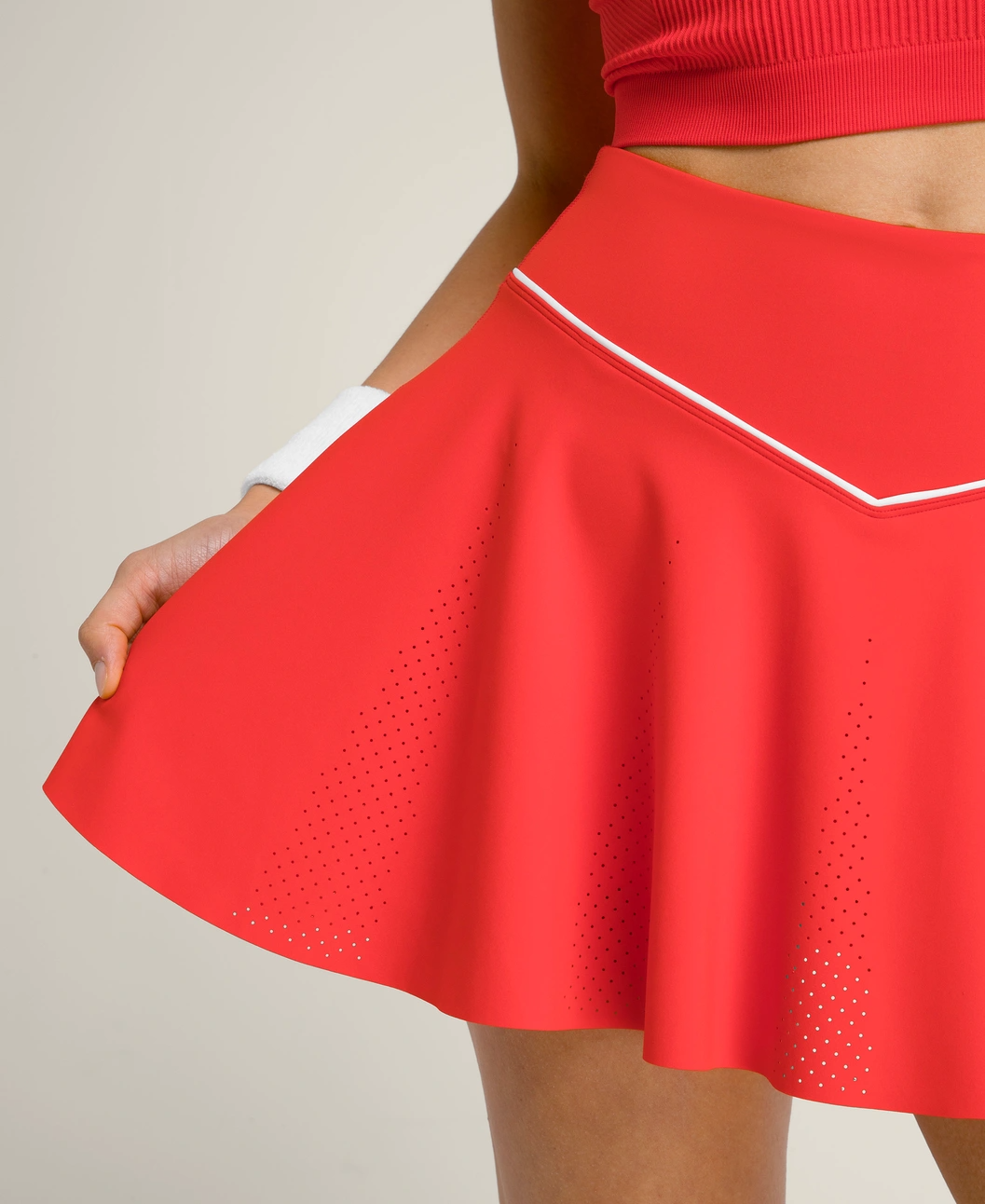 Tour Perforated Skirt in Red
