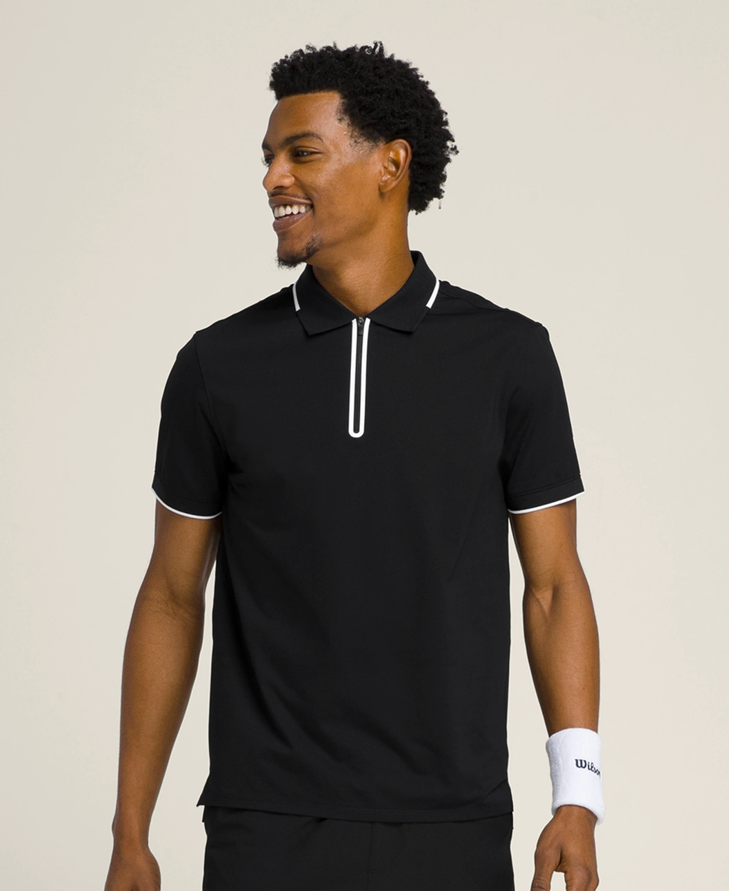 Advantage Zip Polo in Black