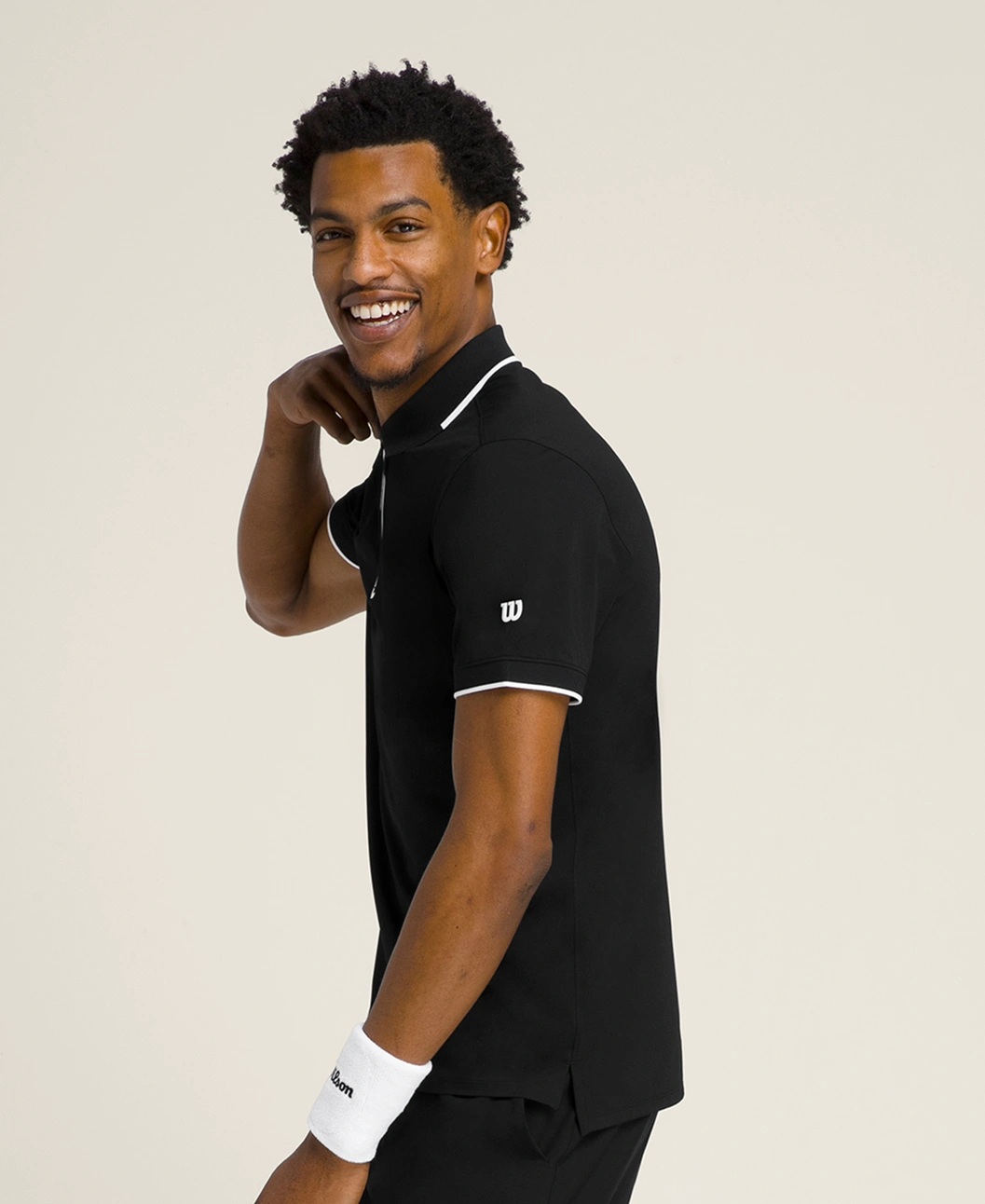 Advantage Zip Polo in Black