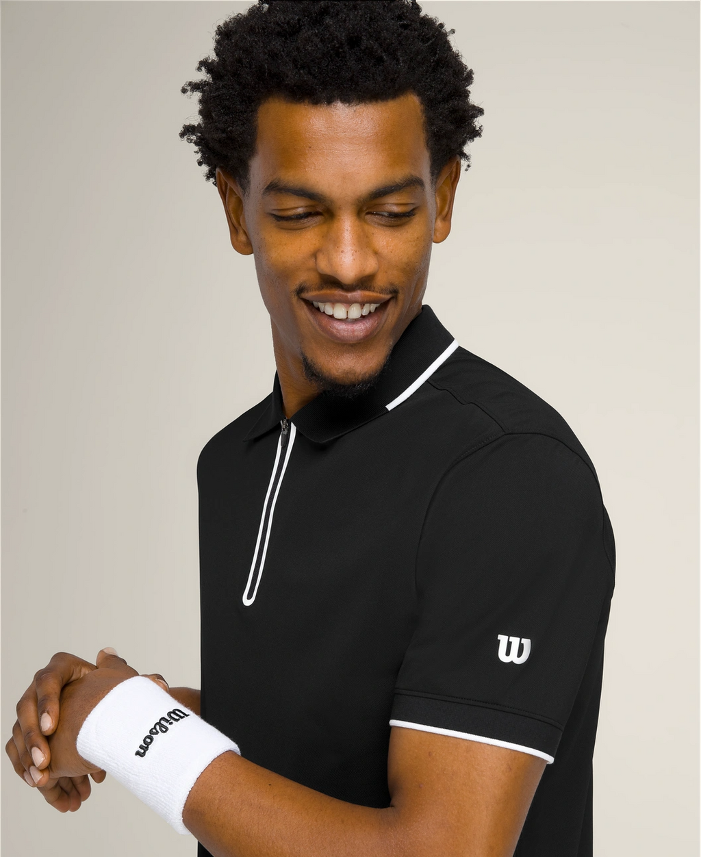 Advantage Zip Polo in Black