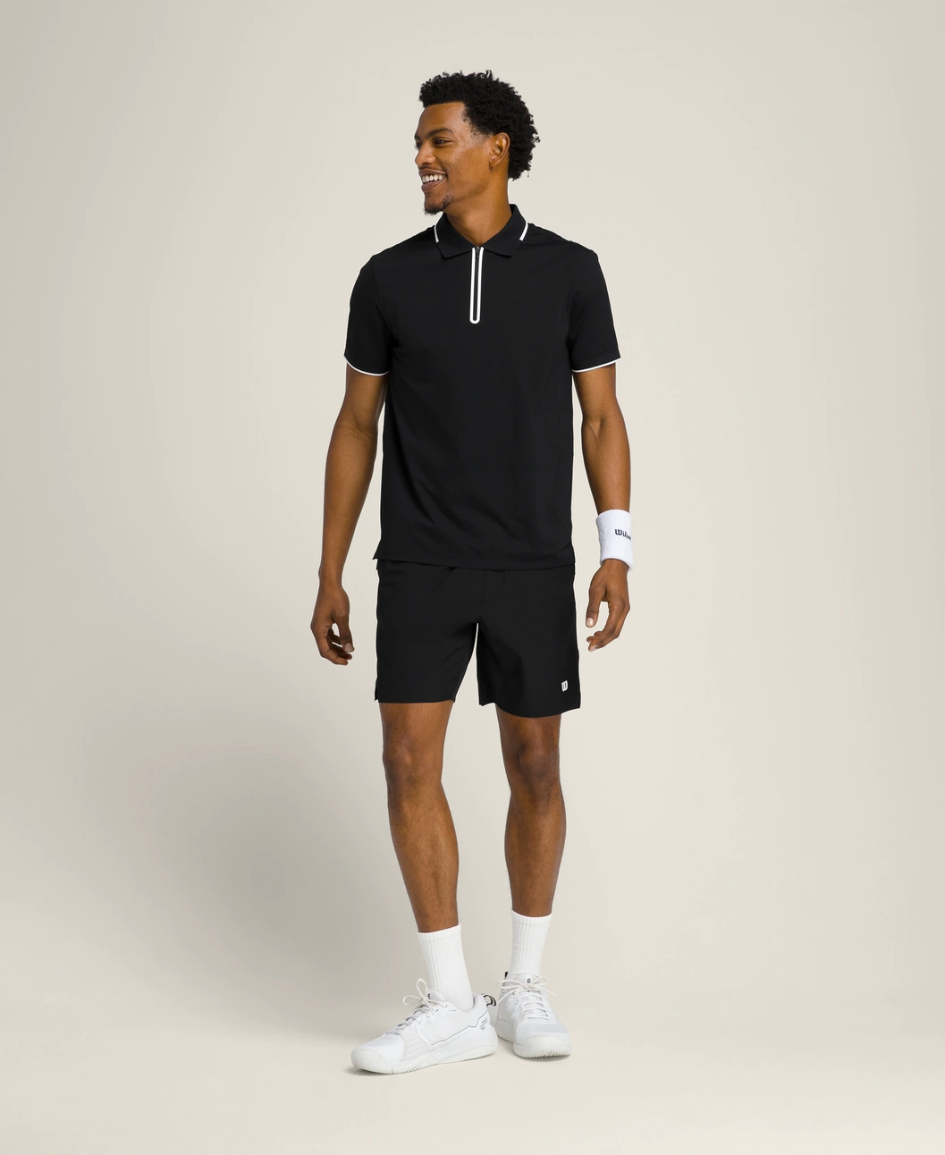 Advantage Zip Polo in Black