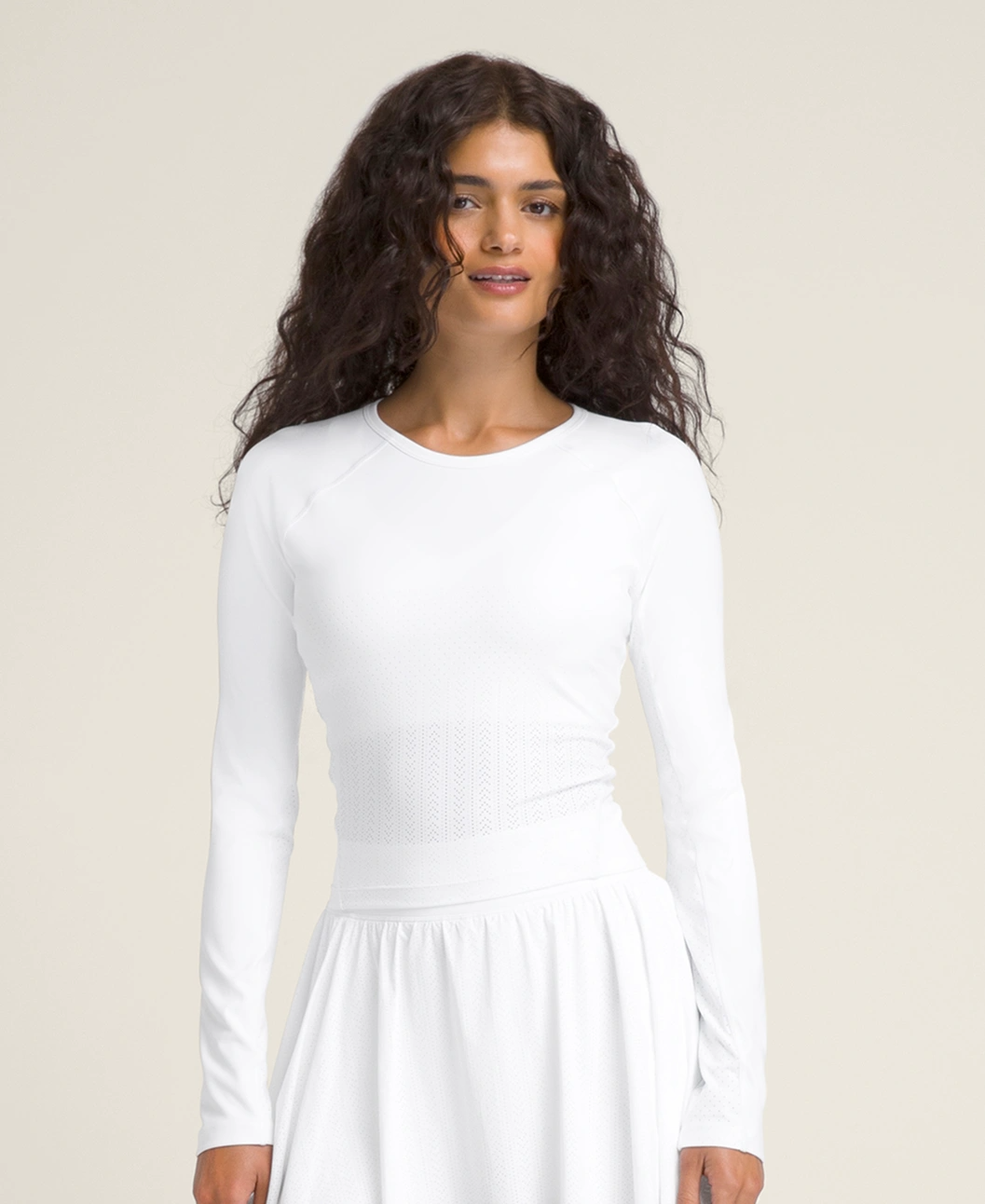 Laser Lace Long Sleeve in Bright White